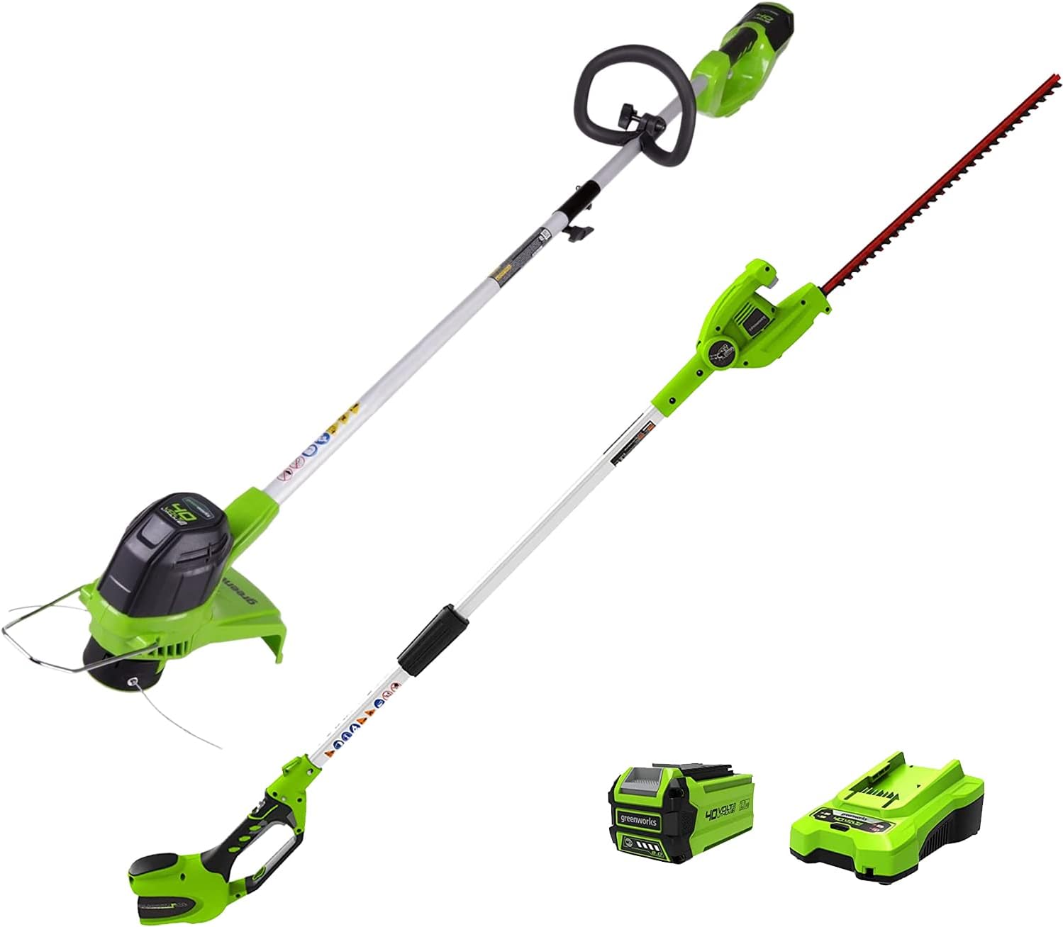 Greenworks 40V Cordless Pole Hedge Trimmer and String Trimmer Set