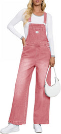 Cicy Bell Women's Denim Bib Overalls Wide Leg Jumpsuit - Casual soft