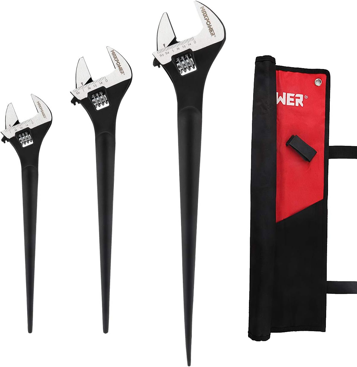 MAXPOWER Adjustable Wrench Set - 10in, 12in, 16in Sizes
