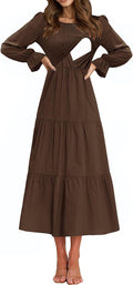 Women's Nursing Dress Smocked Bodice Tiered Midi (Style WC2R)