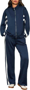 Womens 2-Piece Zip Up Sweatsuit Set - Cozy Air-Layer Tracksuit