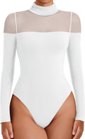 Avidlove Women's Long Sleeve Mesh Bodysuit - Sleek Turtleneck Thong