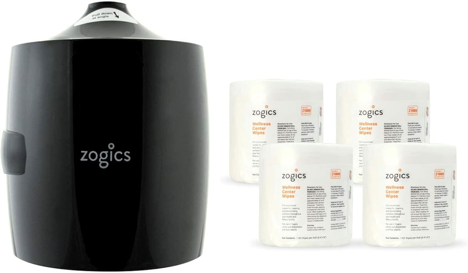 Zogics Wellness Center Wipes with Wall Mounted Dispenser for Clean