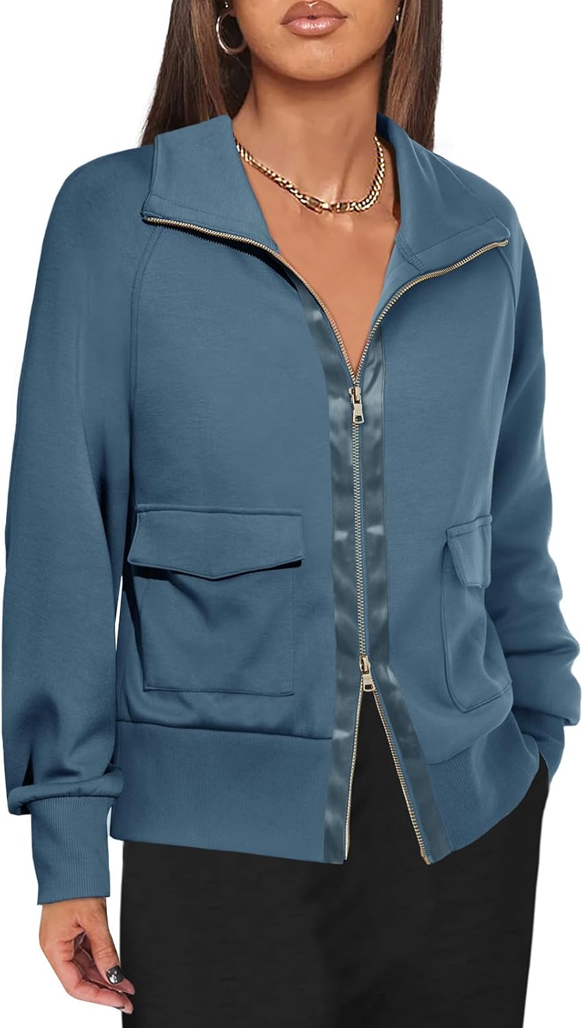 Fisoew Women's Zip Up Sweatshirt for Casual Comfort and Style