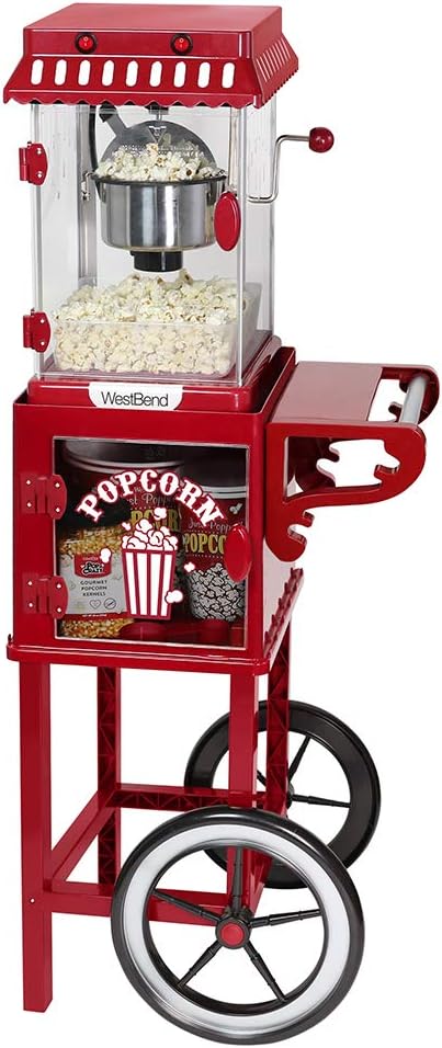 West Bend Wheeled Popcorn Cart with Non-Stick Kettle
