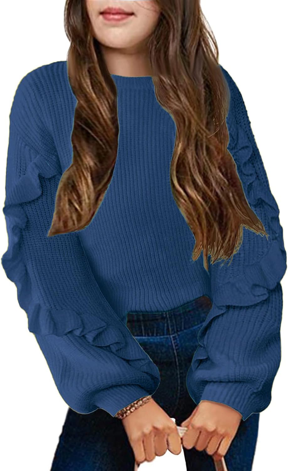 Arshiner Girls Long Lantern Sleeve Sweaters for Cozy Style