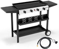 Bonnlo 4 Burner Portable Propane Griddle - 40,000 BTU Flat Top Grill