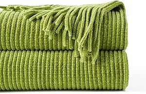 BATTILO HOME Apple Green Throw Blanket for Cozy Home Decor