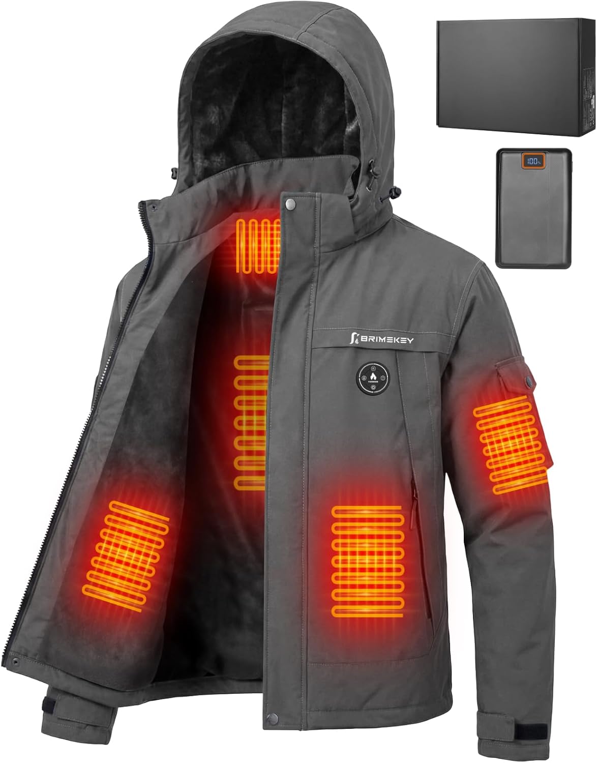 Heated Jacket for Men with 20000 mAh Battery Pack and Fleece