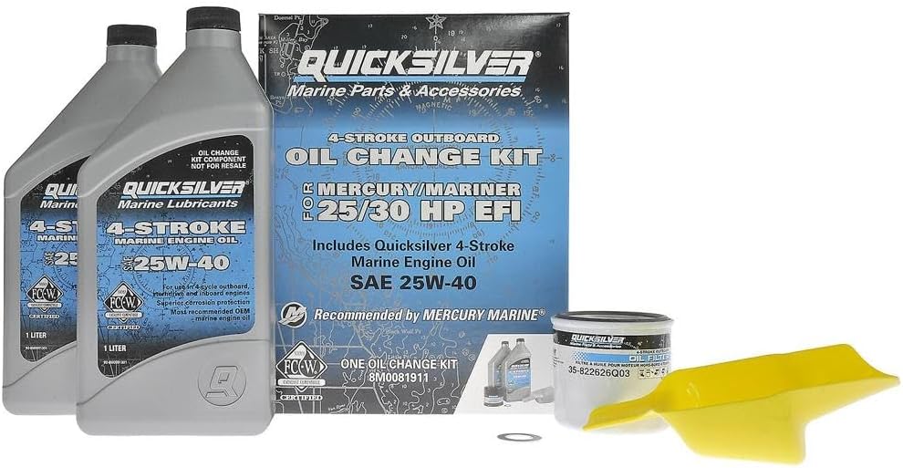 Quicksilver 25W-40 Oil Change Kit for 25hp and 30hp Outboards