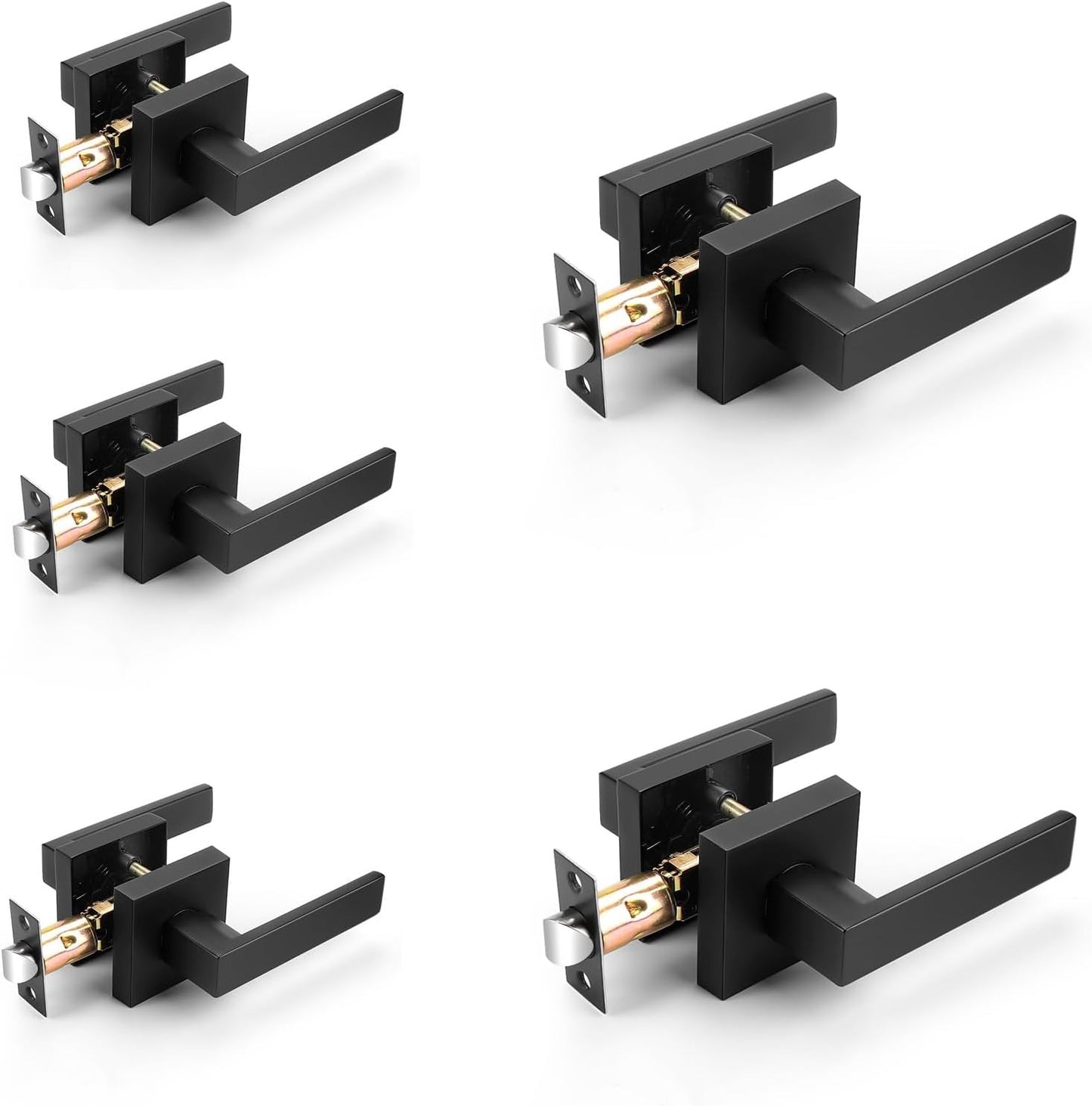 Probrico Interior Black Door Handle Set for Modern Spaces