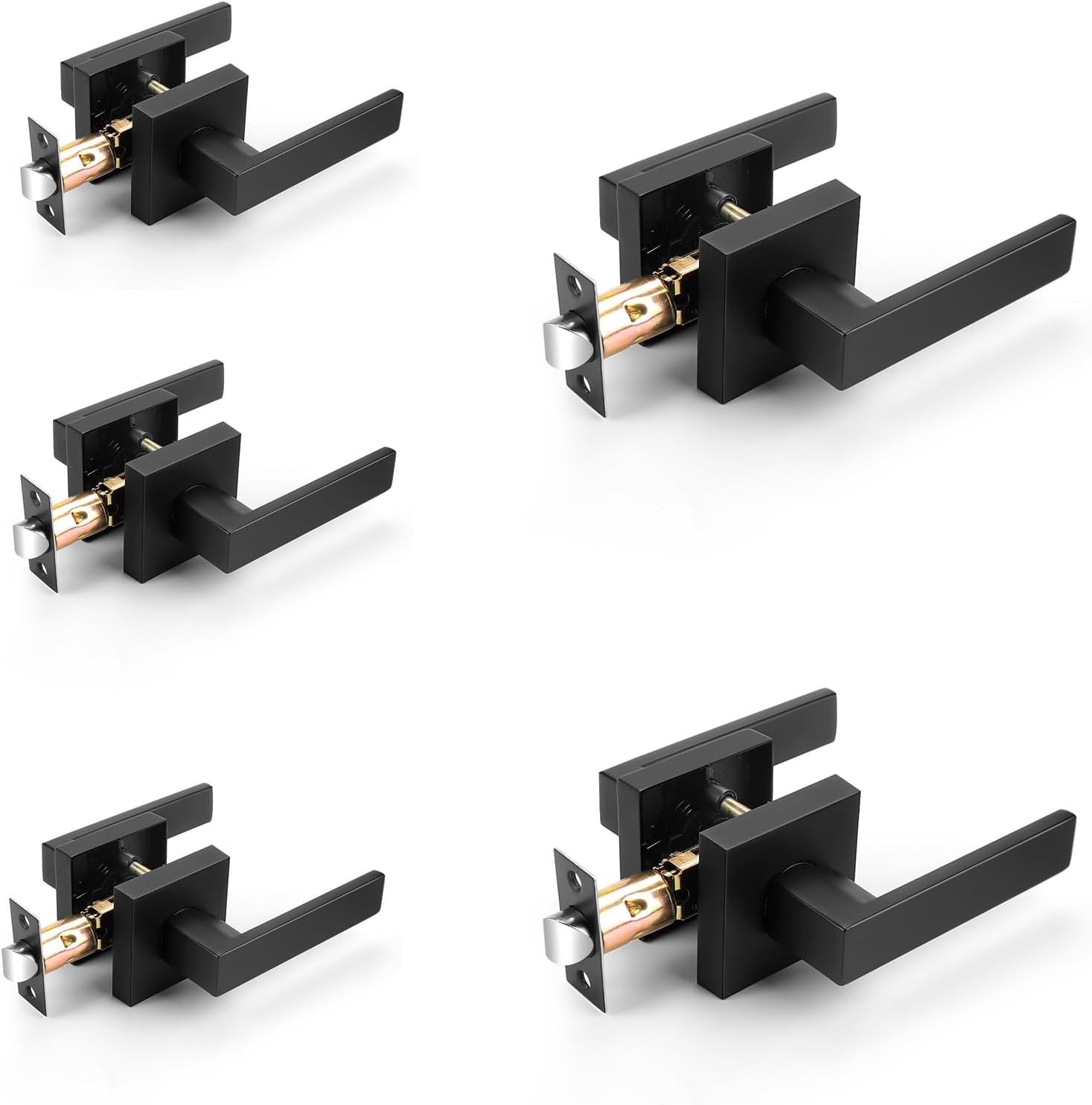 Probrico Interior Black Door Handle Set for Modern Spaces