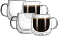 Double Walled Glass Coffee Mugs 10oz 4-Pack - Insulated Clear Cups