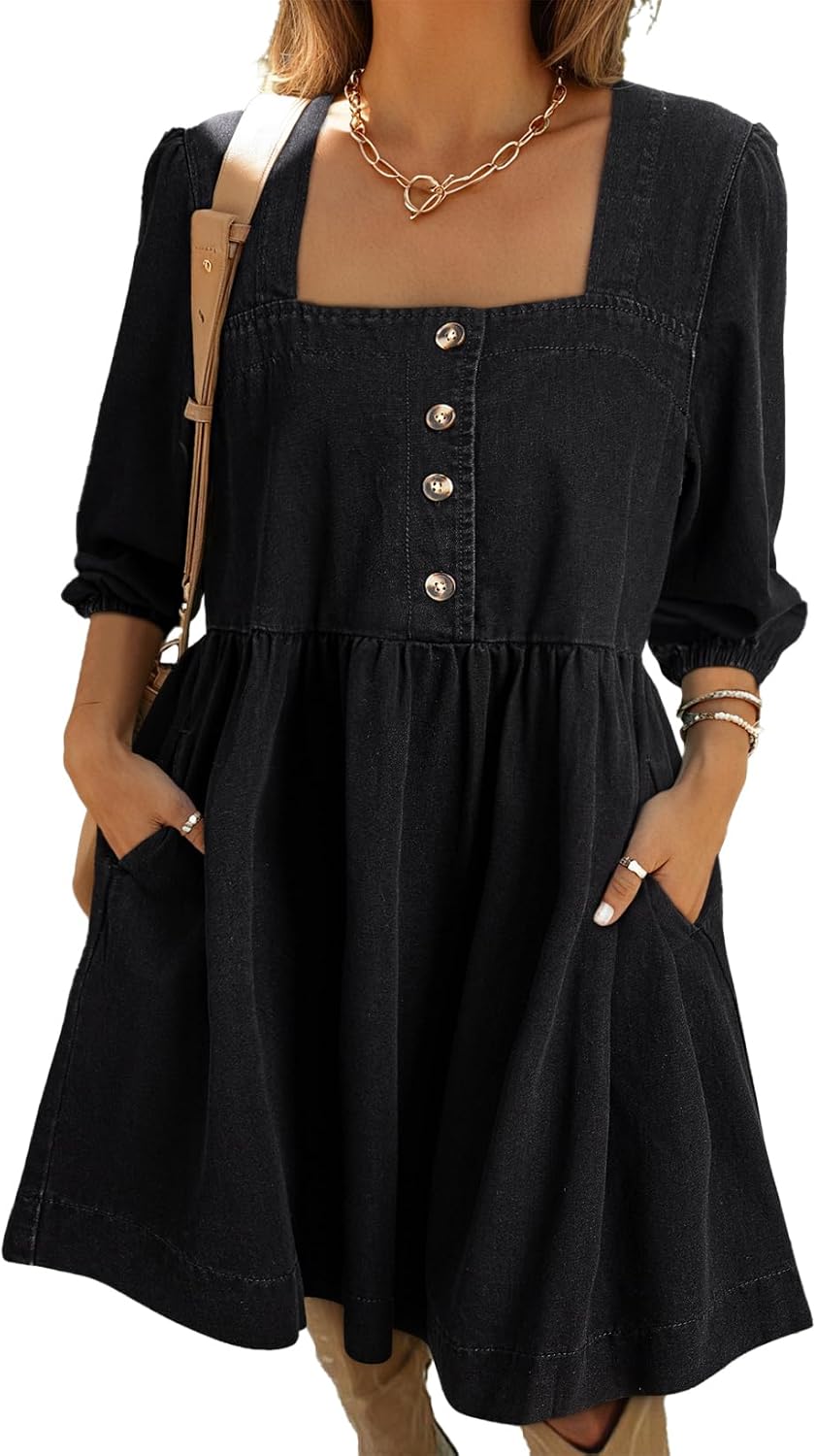 Sidefeel Women's Denim Dress with Pockets for Summer Style