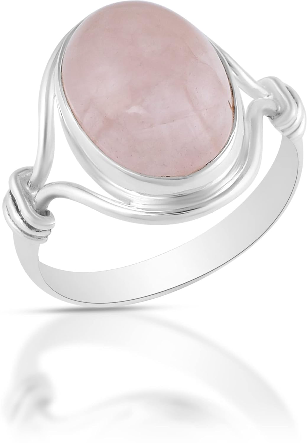 Solid 925 Sterling Silver Ring with Natural Rose Quartz Gemstone