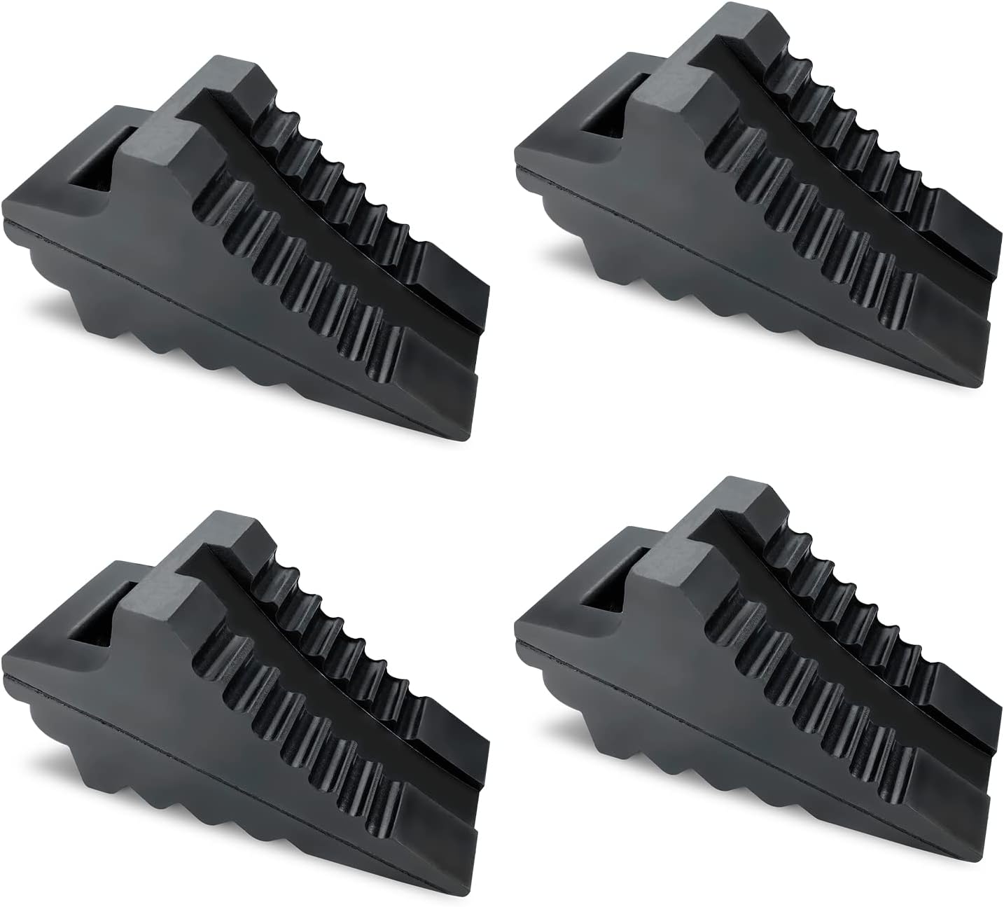Solid Heavy Duty Rubber Wheel Chocks for Cars and RVs - 4 Pack