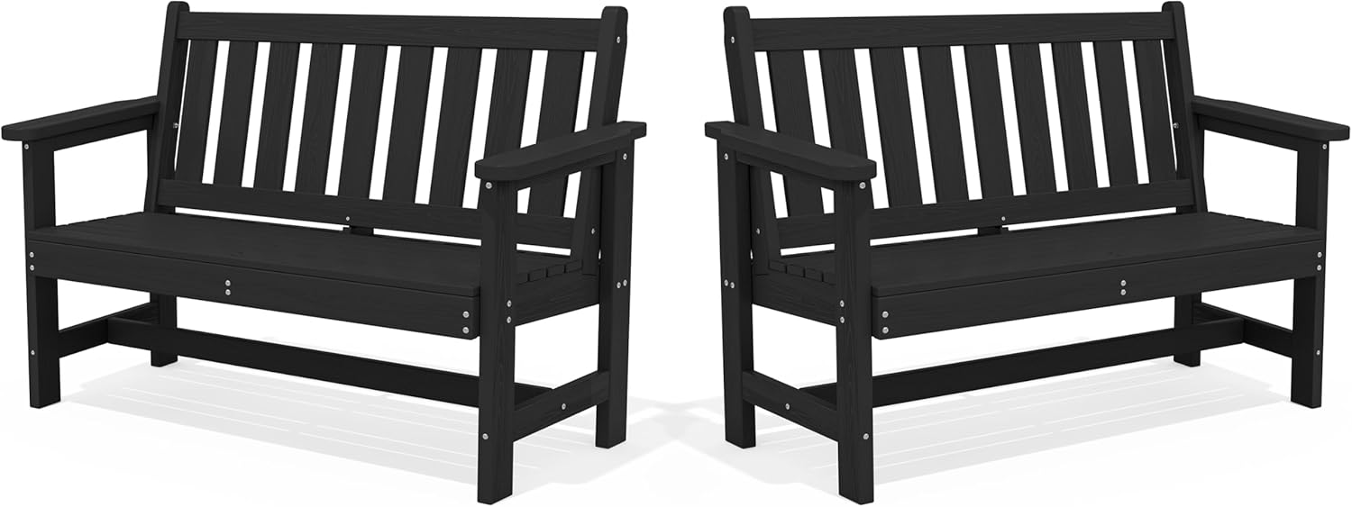 SERWALL Outdoor Bench for 2, Weatherproof and Durable Design