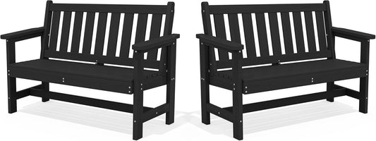 SERWALL Outdoor Bench for 2, Weatherproof and Durable Design