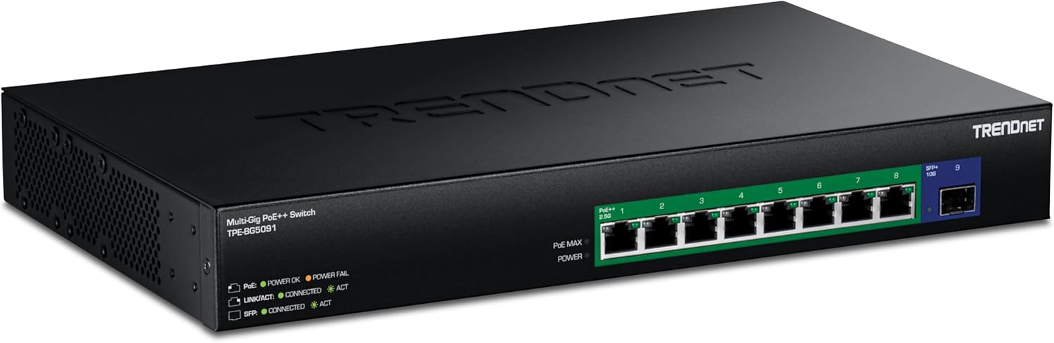 TRENDnet 9-Port 2.5G GaN Power PoE++ Switch for Efficient Networking