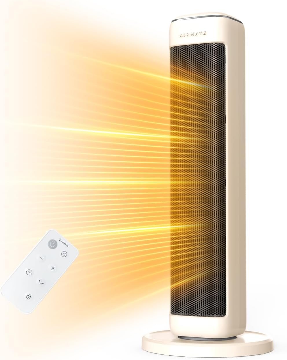 AIRMATE 25 Ceramic Tower Heater: Cozy Large Rooms with Thermostat & Safety Features