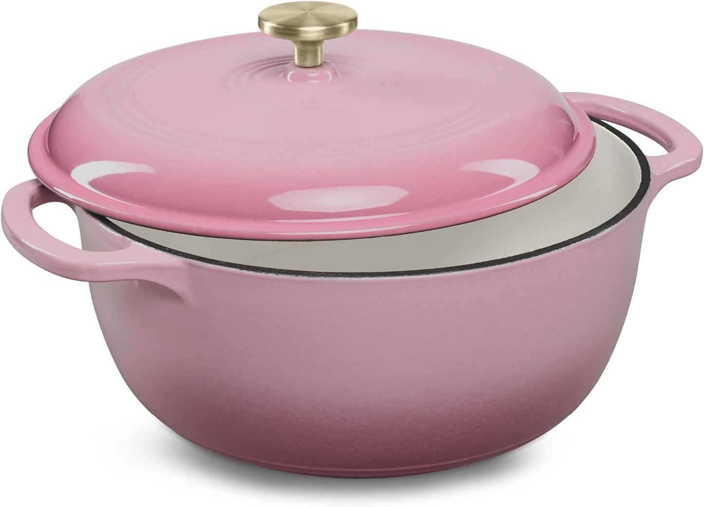 6 Quart Enamel Cast-Iron Round Dutch Oven for Family Cooking