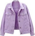 LifeShe Womens Cropped Oversized Denim Jean Jacket - Casual Layer