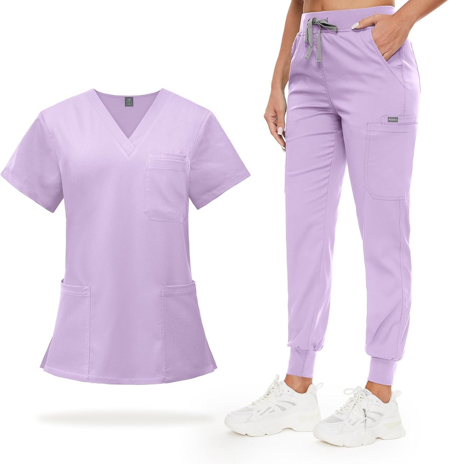 VIAOLI Women's V-Neck Scrub Set for Comfort and Style