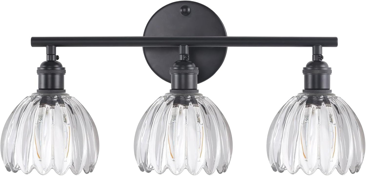Bathroom Light Fixtures: 3-Light Black Vanity Wall Light