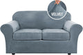 Real Velvet Plush 3 Piece Stretch Sofa Cover Loveseat - Soft Fit