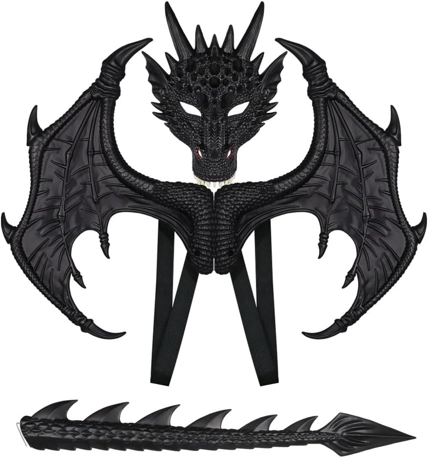 Himine Dragon Wings Props Cosplay Wing With Tail Mask for Kids