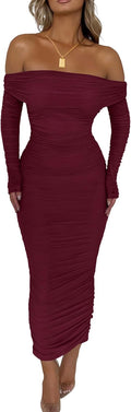 Women's Off The Shoulder Maxi Dress by PRETTYGARDEN for Fall
