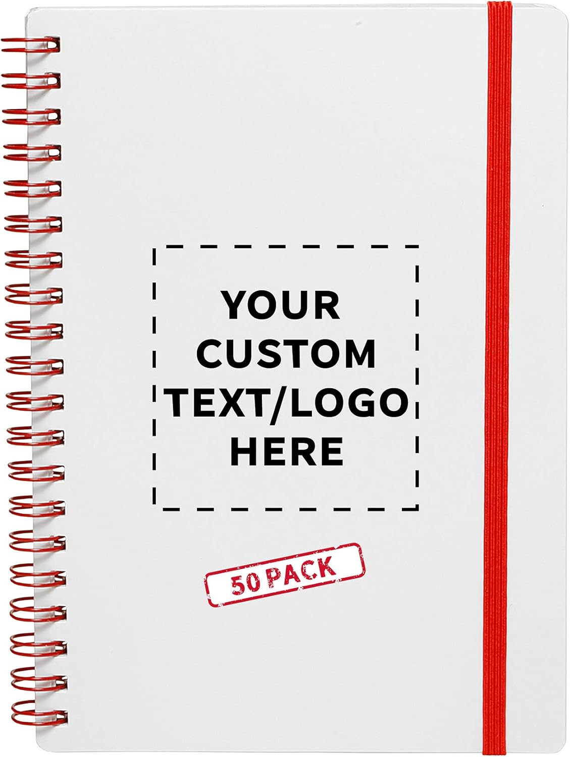 Customizable White Spiral Notebooks - 80 Lined Pages, Recycled - Red
