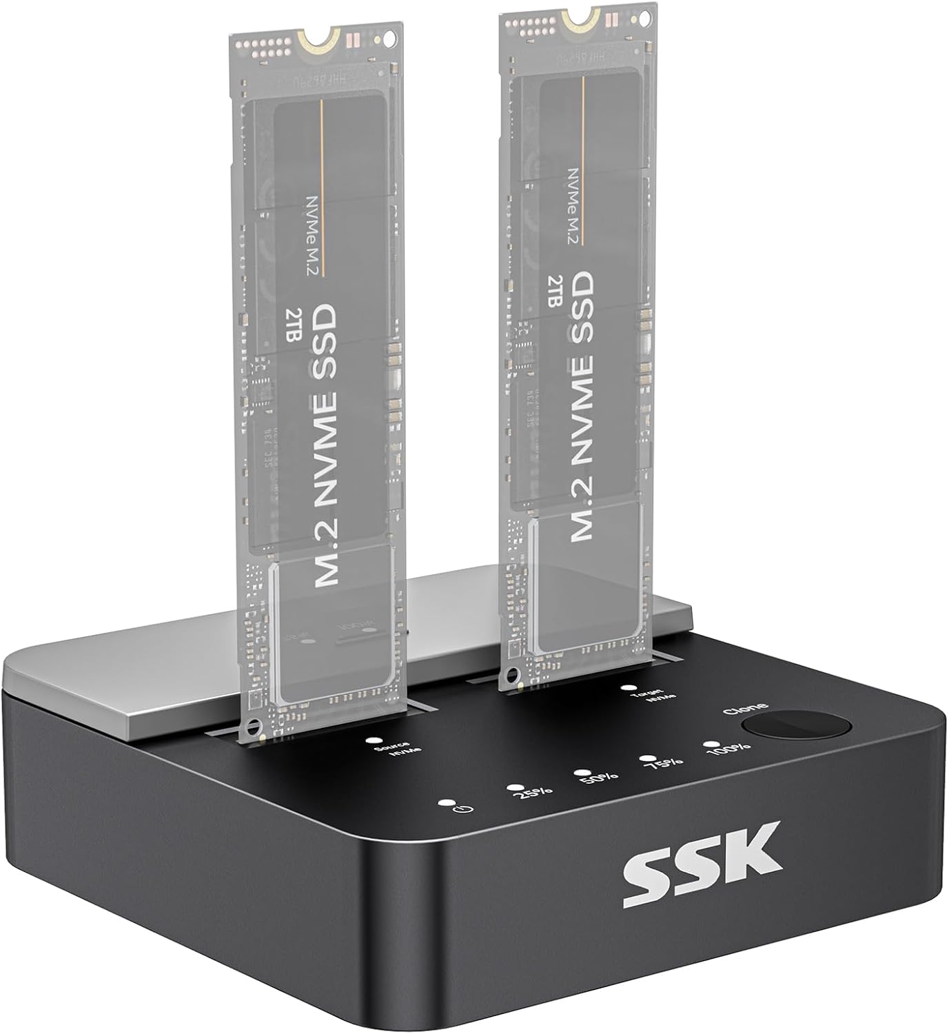 SSK Dual Bay NVMe Cloner: 20Gbps Speed!