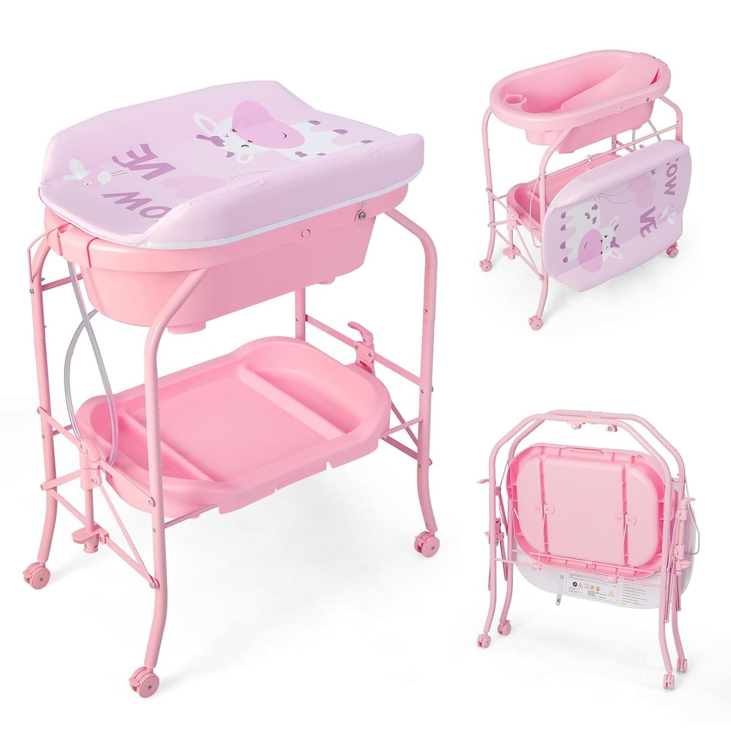 HONEY JOY Baby Changing Table with Bathtub for Easy Use