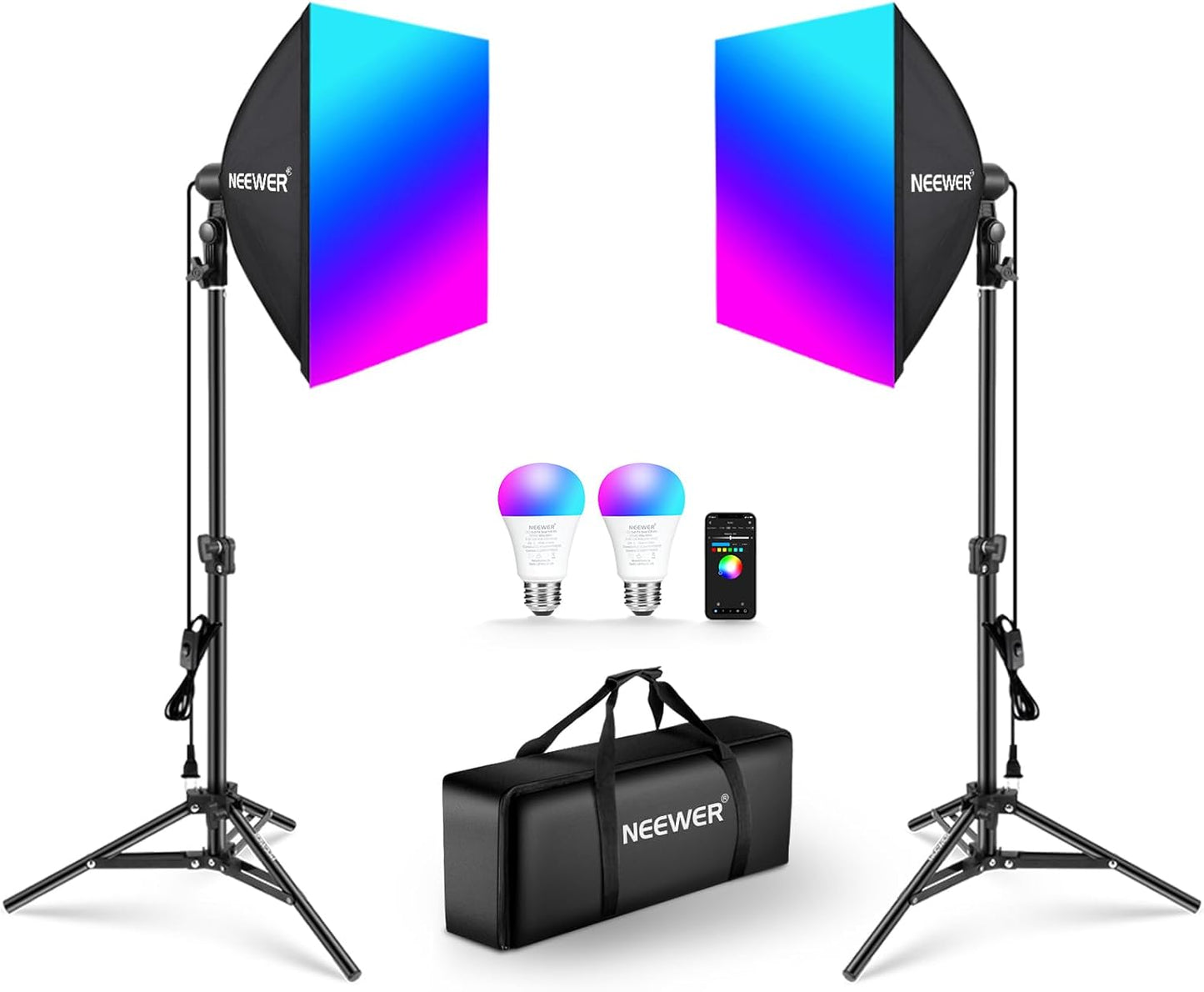 NEEWER RGB Softbox Lighting Kit with App Control for Photography