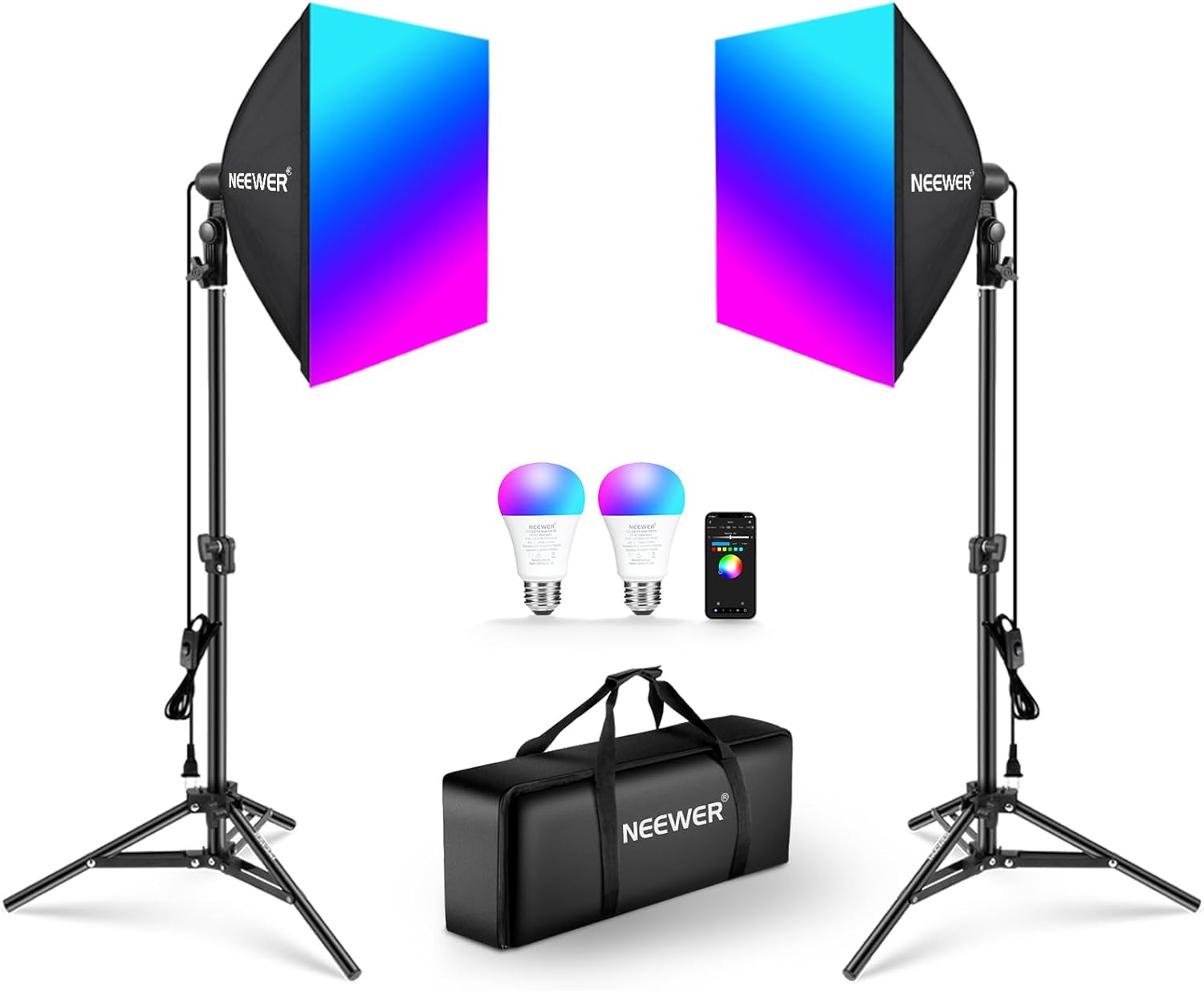 NEEWER RGB Softbox Lighting Kit with App Control for Photography