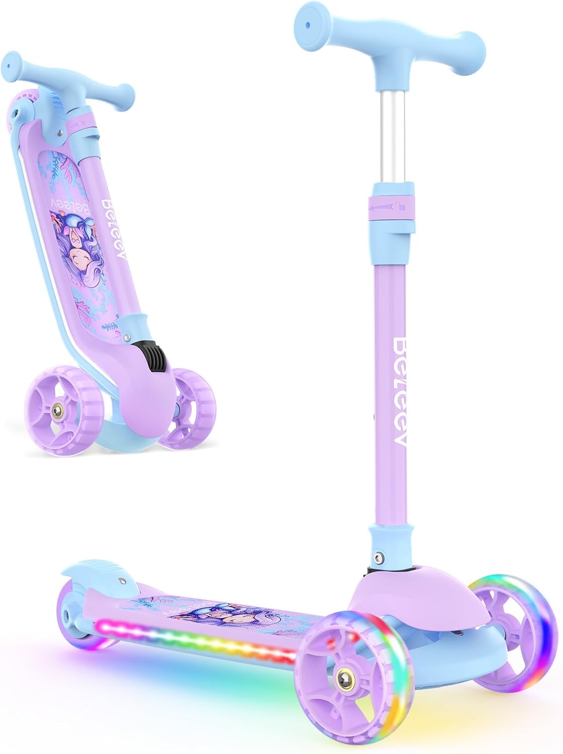BELEEV A9 Kids Scooter with LED Light-Up Wheels for Fun Rides