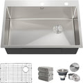 Kitchen Sink 30 x 22 in Drop-In Single Bowl - Deep 16 Gauge