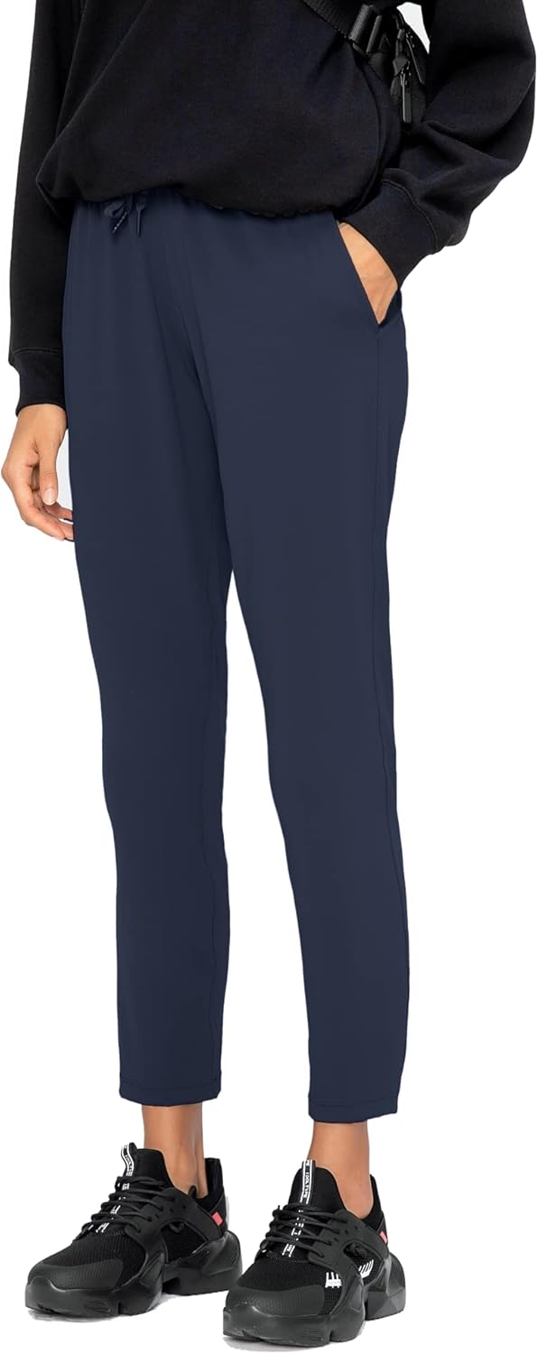 AJISAI Women's 7/8 Joggers Travel Pants with Pockets for Comfort