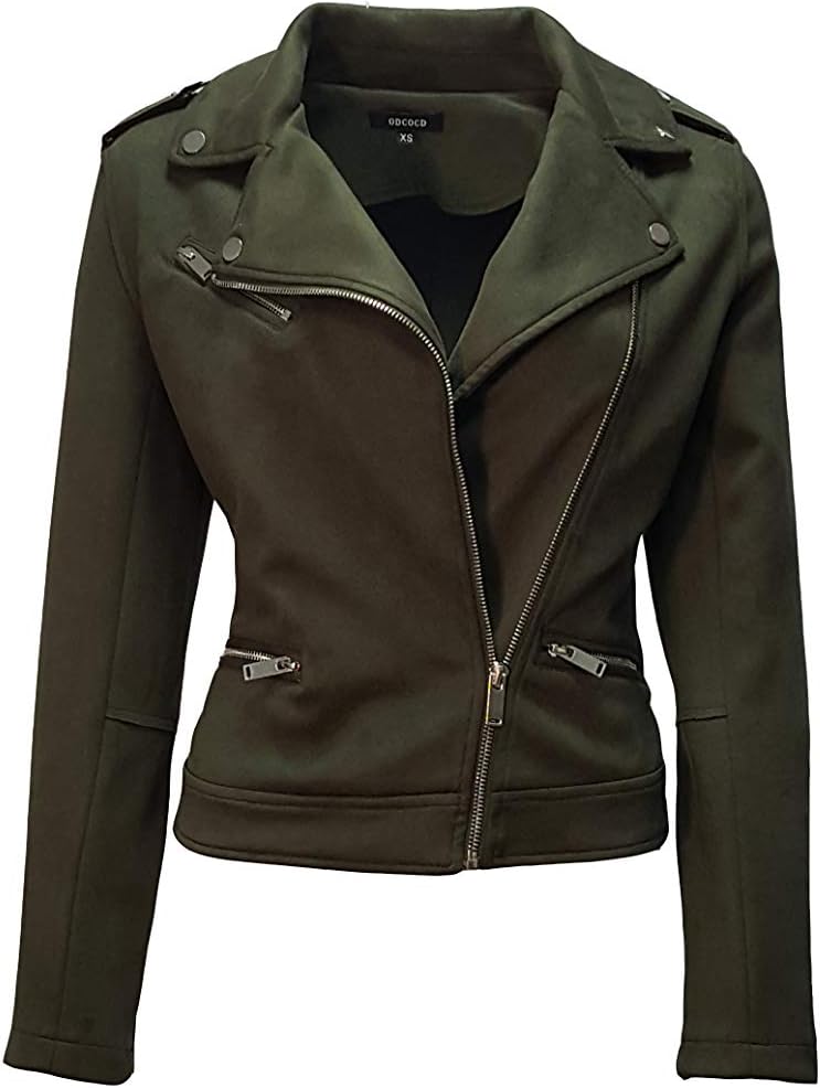 ODCOCD Faux Suede Jacket for Women Long Sleeve Casual Outwear