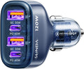 SUNDA 120W USB C Fast Car Charger - 4-Port PD/PPS & QC3.0