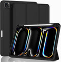 ZryXal iPad Pro 13 Case 2024 - Pencil Holder, Smart Cover, Touch ID (Black)
