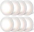 8 Pack DC12V RV Interior Lights 4.5in LED Puck Lights - Warm 3300K