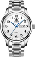 Men's Casual Stainless Steel Watch with Day-Date - Easy to Read Dial