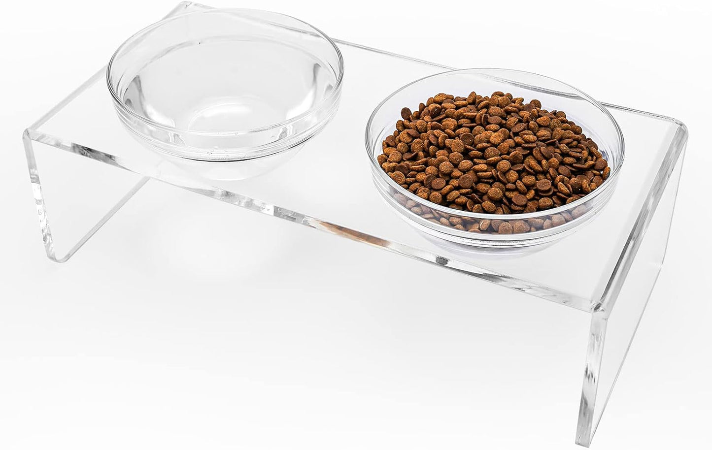 Acrylic Elevated Dog Cat Bowls Feeder Double Bowl Stand Set
