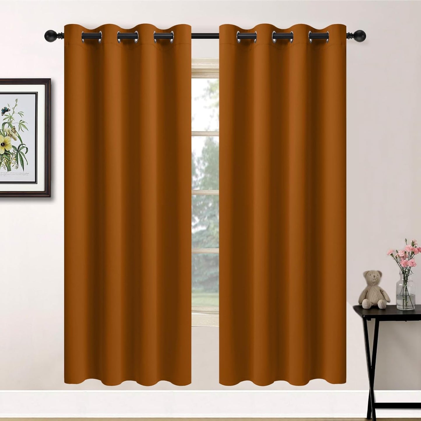 Yakamok Burnt Orange Blackout Curtains - Sleep Better