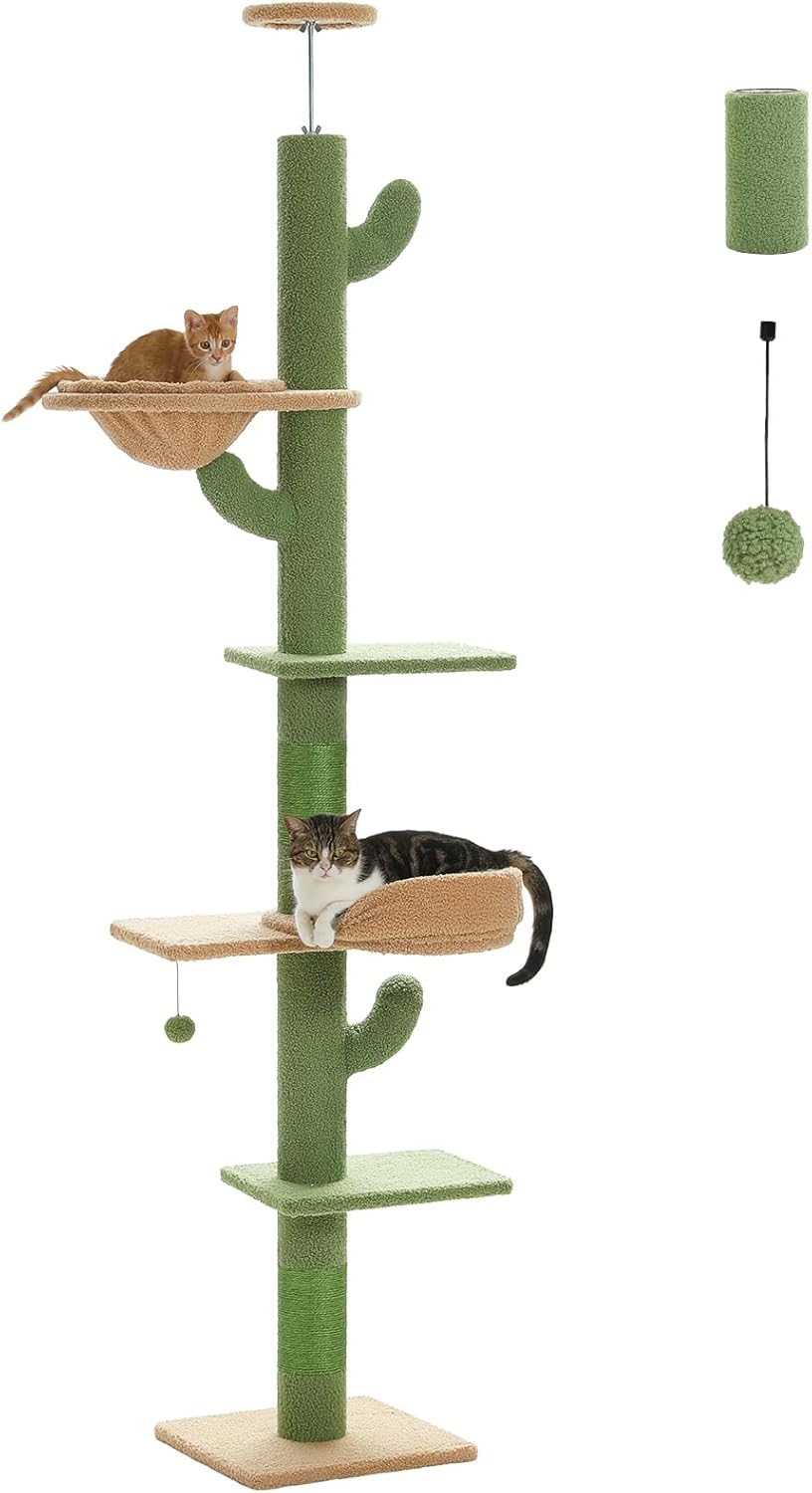 PETEPELA Floor to Ceiling Cat Tree with Adjustable Height