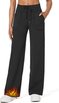 Wide Leg Fleece Lined Pants Women - Warm Stretchy Work Sweatpants