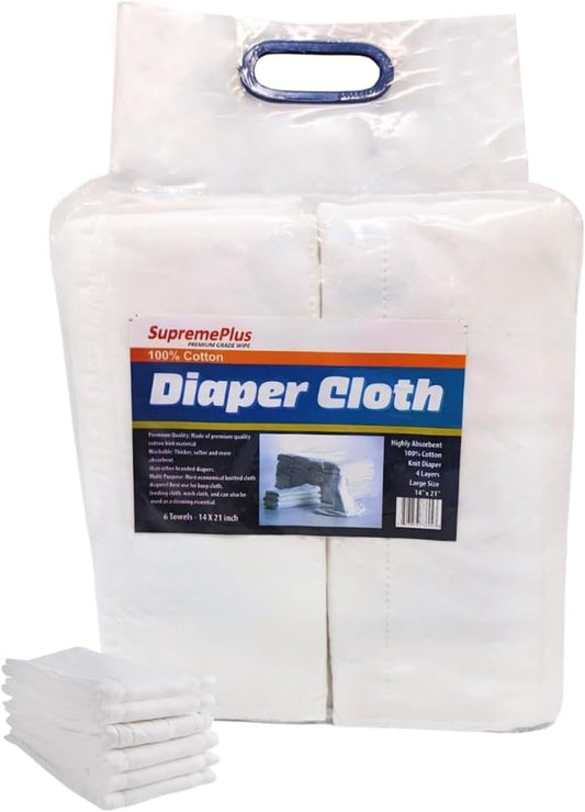 SupremePlus 6-Pack Heavy 6 Ply Cotton Burp Cloths