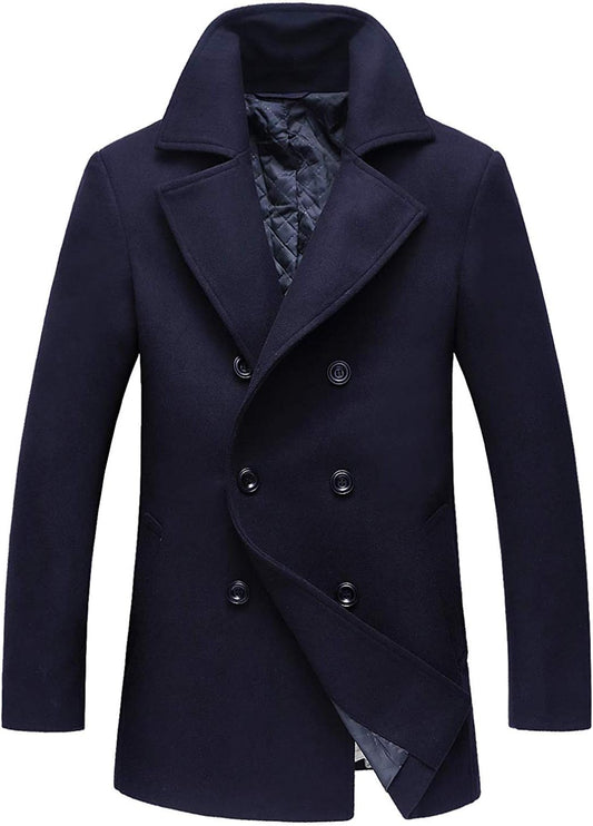 Chouyatou Men's Classic Notched Collar Wool Blend Pea Coat Review